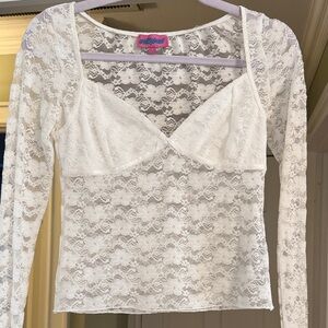 NWOT Edikted White Lace Long Sleeve Top